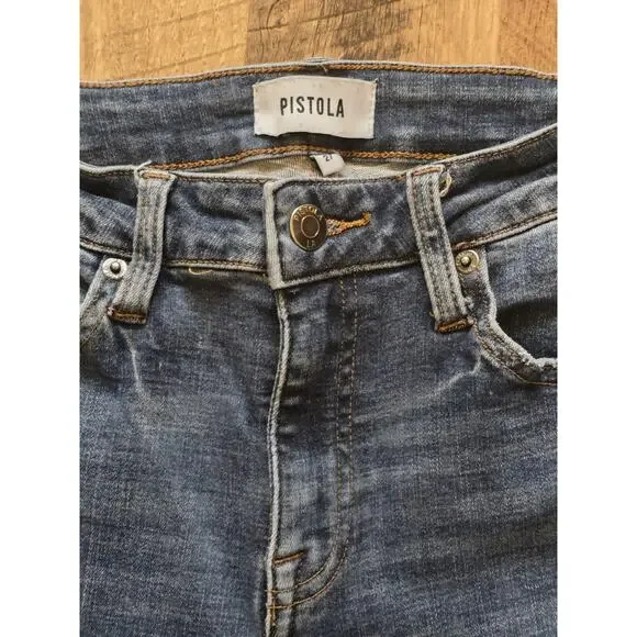 Pistola Lanissa Skinny Distressed Mid Rise Blue Jean Womens Size 27 Stretch - Picture 2 of 4